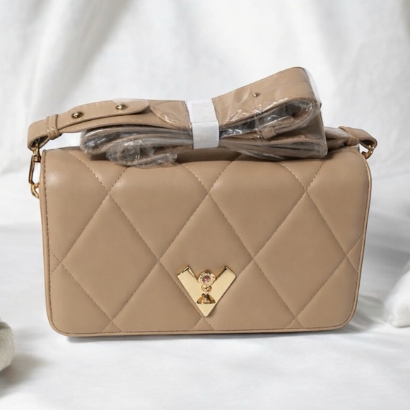 Valentino By Mario Valentino Handbags - Valentino by Mario Valentino Tan Quilted Crossbody Camera Bag NWT